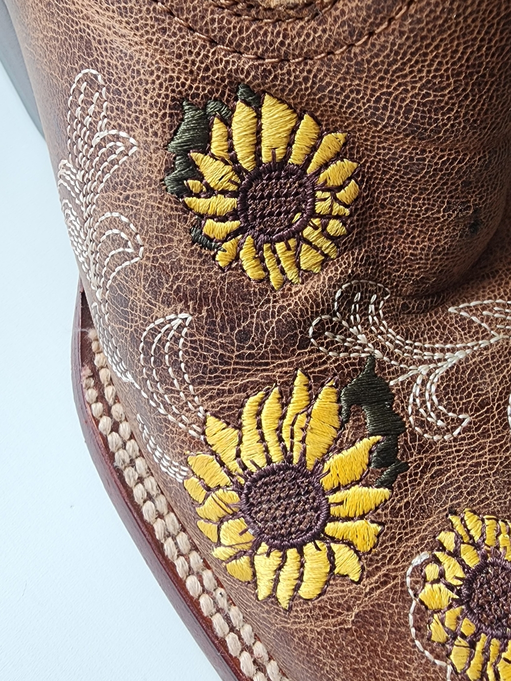 Shyanne Brown Leather Western Boots with Yellow Sunflower Embroidery - Picture 4 of 8